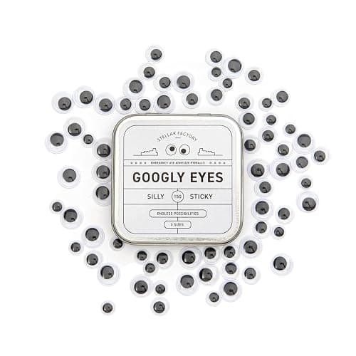 Stellar Factory Googly Eyes: Emergency Use Adhesive Eyeballs in Giftable Steel Tin - 150 pcs, 3 Sizes - Image 1