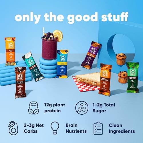 IQBAR Brain and Body Plant Protein Bars - 7 Bar Sampler Variety Pack - Keto, Vegan, Low Carb, High Fiber, Gluten Free, Dairy Free, Low Sugar Snack with Nutrients for Focus, Energy and Meal Replacement thumbnail 4