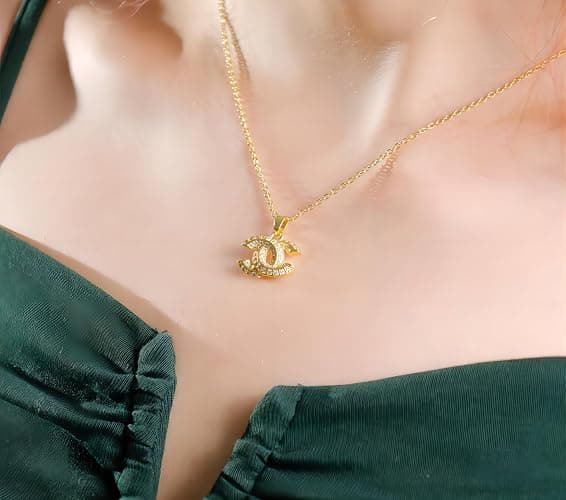 HONOLAYA 18K Gold Plated CZ Letter Pendant Necklace, Dainty Fashion Jewelry for Women, Yellow Gold Metal Chain, Perfect Daily Wear Gift thumbnail 5