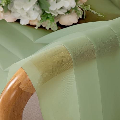 Simplebrand Light Green Sheer Curtains 84 Inches Long 2 Panels, Light Filtering Rod Pocket Solid Color Window Sheer Curtain Panels, Elegant Curtains & Drapes for Living Room, Bedroom, 42" W x 84" L thumbnail 9
