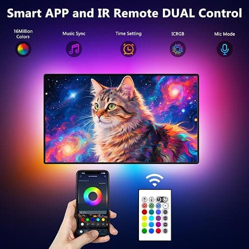 PANGTON VILLA Led Strip Lights 8.2ft for 40-60in TV, USB LED TV Backlight Kit with Remote - 16 Color 5050 LEDs Bias Lighting for HDTV thumbnail 3