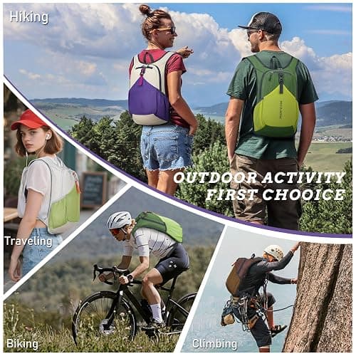 BECOJADDE 15L Small Hiking Backpack for Men Women Foldable Packable Back Pack Ultralight Hiking Daypack for Travel Camping Outdoor, Beige thumbnail 7