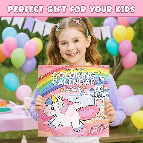 Kids Calendar 2025-2026 with 200+ Cute Stickers - Unicorn Coloring Calendar for Kids - 15 Month Wall Calendar with Fun Illustrated Pages to Color - Extra Pages & Activities for Home, Classroom & Learning thumbnail 3