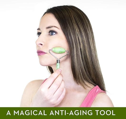 kimkoo Jade Roller and Gua Sha for Face-3 in 1 Kit with Facial Massager Tool,100% Real Natural Jade Stone Anti Aging,Face Beauty Set for Eye Anti-Wrinkle thumbnail 6