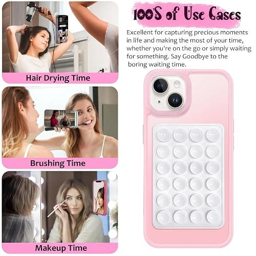 Anteel Silicone Suction Phone Case Mount, Silicon Adhesive Phone Accessory for Smartphones, Hands-Free Mirror Shower Phone Holder for Selfies, Tiktok Videos (White) thumbnail 3