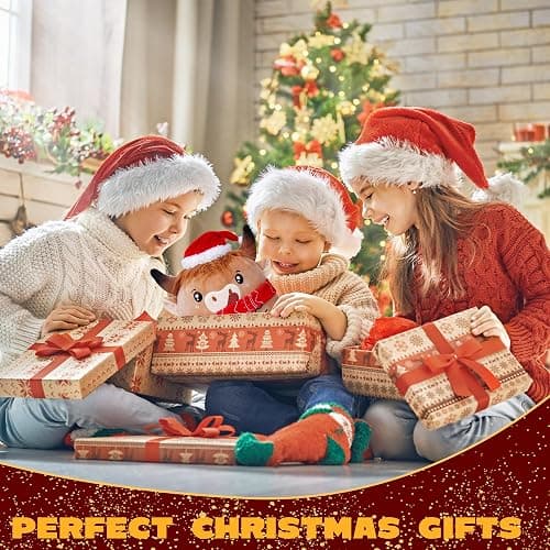 SEAOPOP Christmas Cow Stuffed Animal: 8-Inch Cute Highland Cow Plush Toy with Festive Scarf Soft Plushie Pillow, Perfect Christmas Holiday Birthday Gifts for Kids Girls Boys thumbnail 2