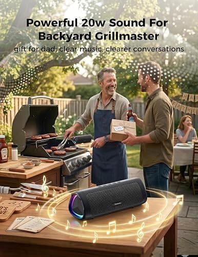 Bluetooth Speaker, 20W HD Sound, Portable Wireless, IPX5 Waterproof, Up to 24H Playtime, TWS, for Home/Party/Outdoor/Camping/Beach Essentials, Birthday Gift for Fathers Day Men Dad Husband (Black) thumbnail 8