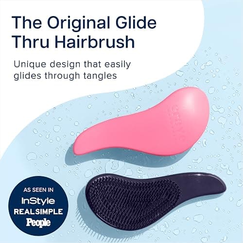 Crave Naturals Glide Thru Hair Brush - Detangler Brush for Curly, Straight, Wet or Dry Hair - Gentle Detangling Brushes for Adults, Kids, Toddlers - Hair Accessories for Women, 7.5x3" - Pink thumbnail 2