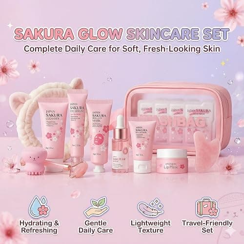 Back up if other is sold out Sakura Skin Care Set - Sakura Birthday Gifts For Teen Girls - Skin Care For Kids - 15 In 1 Skincare For Girls 10-12 Gift Set - Kids Skin Care Set For Girl Ages 8-12, All Skin Types Gua Sha thumbnail 2