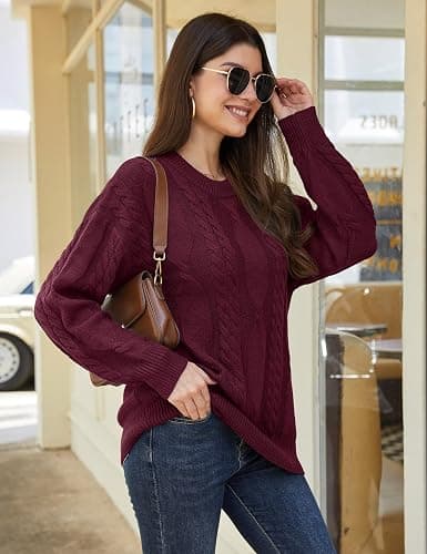 YUCOLEN Women's Cable Knit Fall Pullover Sweaters Oversized Crewneck Tops Long Sleeve Casual Loose Outfits 2025 thumbnail 3