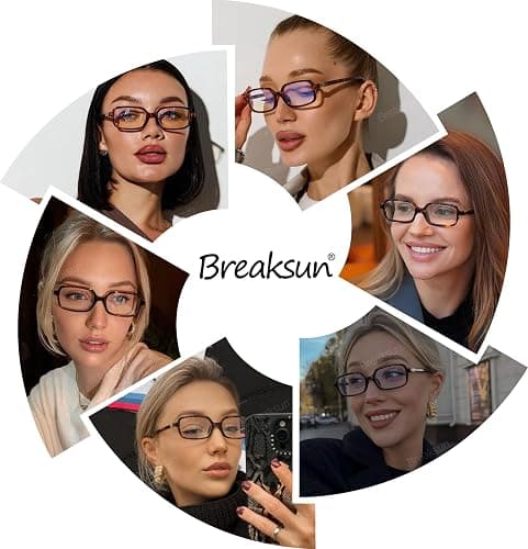 Breaksun Retro Rectangle Glasses for Women Men Small Square Blue Light Blocking Glasses Vintage Eyeglasses thumbnail 2