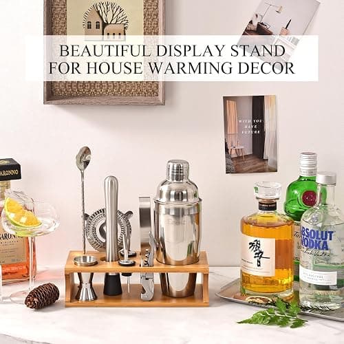Cocktail Making Kit, Bartender Shaker Set with Stand, Home Bar Accessories | All Essential Bar Tools for Drink Mixing, Recipe Booklet, 750ml Mojito Mixer, Gift for Men Birthday, Thanksgiving, Christmas thumbnail 5
