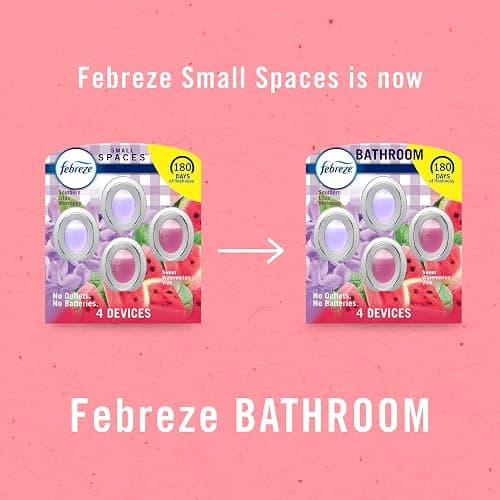 Febreze Bathroom Air Freshener, Odor-Fighting, Plug In Alternative, Air Fresheners for Small Spaces in Home, Bathroom, Kitchen, & Closet, Lilac & Watermelon Scents, 4ct (2 of Each Scent) thumbnail 10