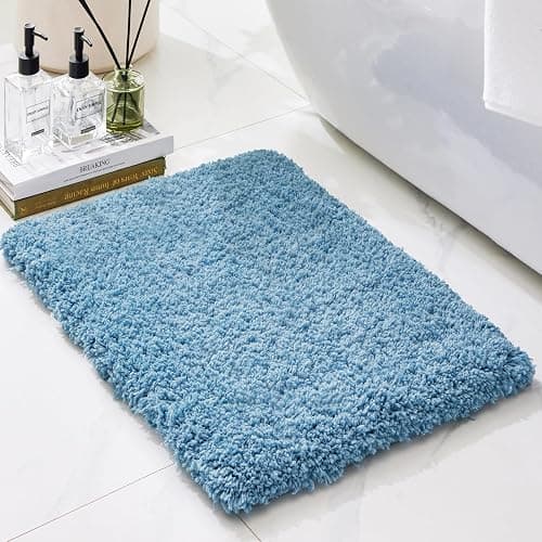 Ruggnovea Bathroom Rugs Non Slip Washable, Ultra Soft Thick Shaggy Absorbent Bath Mats, High Density Foam Latex Non Slip Backing Bath Rugs, Microfiber Bath Mats for Bathroom Floor&Sink,24x17,Blue thumbnail 9