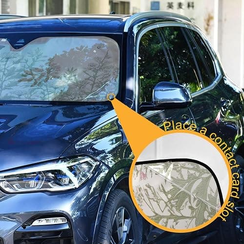 xigua Vintage Colorful Herbs Wild Flowers Floral Car Windshield Sunshade Foldable Front Window Sun Visor Protector for Car,SUV,Truck - Keep Vehicle Cool,55 x 27.6 Inch thumbnail 3