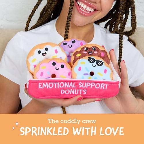 WHAT DO YOU MEME? Emotional Support Donuts by Relatable, Cuddly Stuffed Animals and Toys, Squishy Toys and Plushies, Great Ideas for Loved Ones of All Ages, Includes 5 Plushies with Carrying Basket thumbnail 6