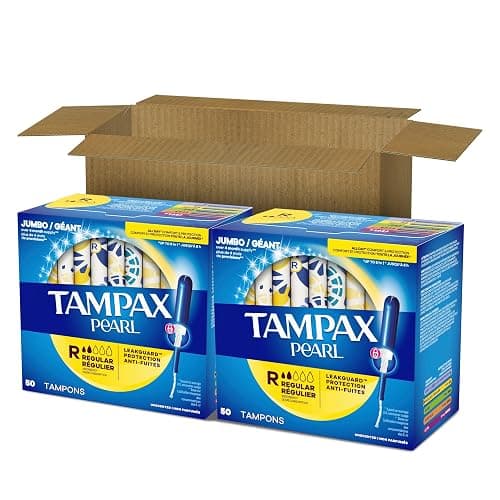 Tampax Pearl Tampons Regular Absorbency, with Leakguard Braid, Unscented, 50 Count x 2 Packs (100 Count Total) (Packaging May Vary) thumbnail 9