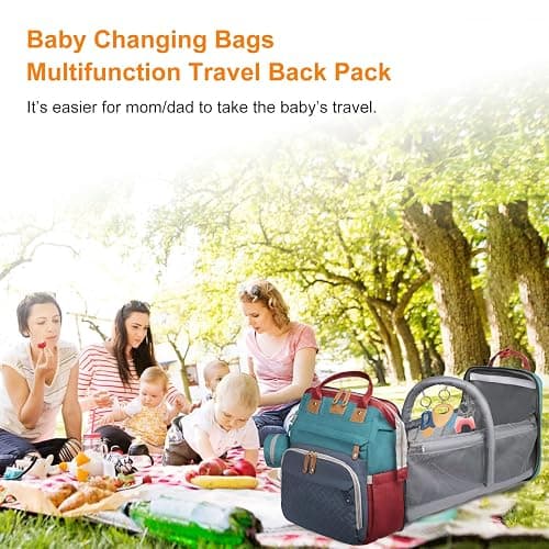 Astro alan Baby Diaper Bags with Changing Station, Waterproof Diaper Bag Backpack for Moms Dads with USB Charging Port, Baby Shower Gifts, Large Capacity diaper backpack, Red-Green-Blue thumbnail 7
