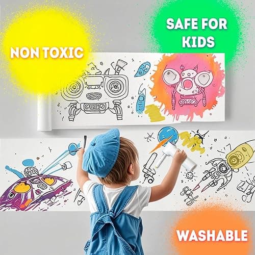 BECUSSITTA Airbrush Marker Sprayer Set for Kids - 24 Washable Markers & 20 Stencils - Fun Arts & Crafts Kit for Ages 5-9 - Creative Gift for Boys & Girls - Cordless Rechargeable Electric thumbnail 4