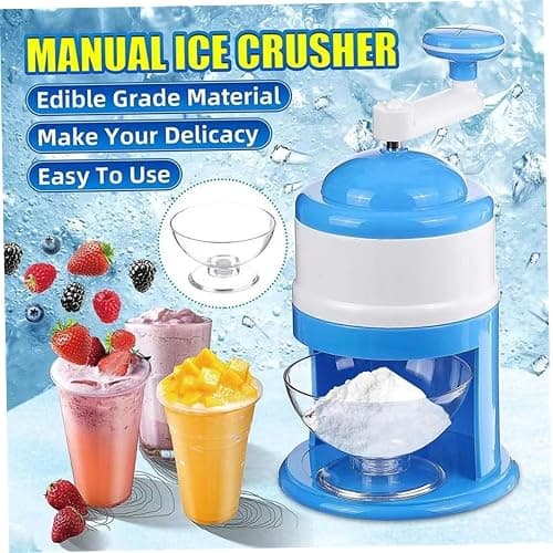 Ice Crushers, Shaved Ice Machine Manual Ice Shaver DIY Crushed Ice Maker Portable Snow Cone Machine with Hand Crank for Party Making Snowcones Ice Cream and Slushy thumbnail 8