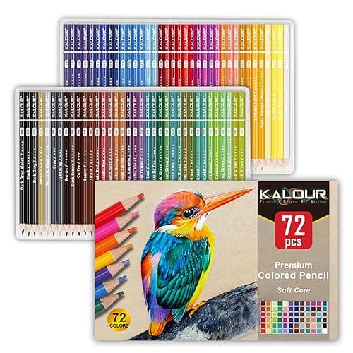 KALOUR 72 Count Pencil Crayons for Adult Coloring Books, Soft Core,Ideal for Drawing Blending Shading,Colored Pencils Set Gift for Adults Beginners Artists - Image 1