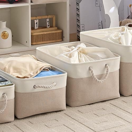 Mangata Small Storage Box, Thickened Fabric Storage Basket with Handles for Shelves Toy (S, 1 Pack) thumbnail 4