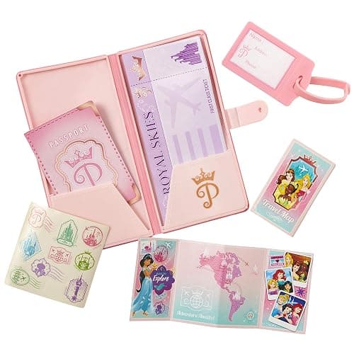 Disney Princess Travel Suitcase Play Set for Girls with Luggage Tag by Style Collection, 17 Pretend Play Accessoriespiece Including Travel Passport! for Ages 3+ thumbnail 6