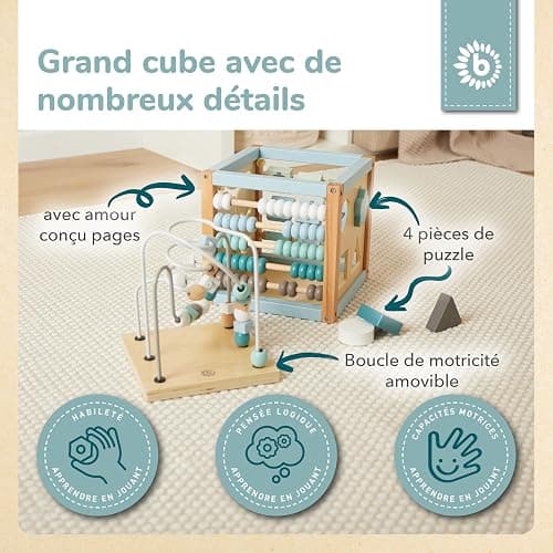 BIECO Cube D'activité Bois, Jeu 1 an Motricité Bébé, Table, pour activité thumbnail 4
