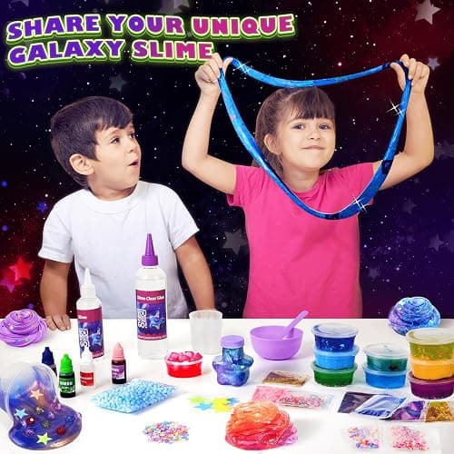 Galaxy Slime Kit for Boys Girls 8-10, BIENAN Slime Making Kit for Kids Ages 10-12, to Make DIY Glow, Metallic, Neon Colors, Galactic Slime, Ideal Birthday Christmas Easter Gift for Boys & Girls thumbnail 4