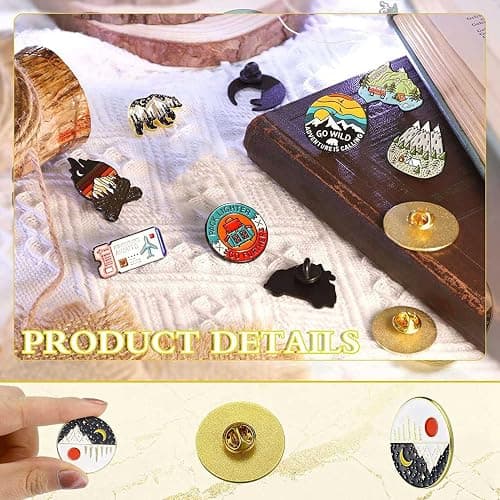 30 Pack Outdoor Enamel Pin Backpack Aesthetic Enamel Pin Set Natural Button Pins Vintage Lapel Pins Camping Pins thumbnail 6