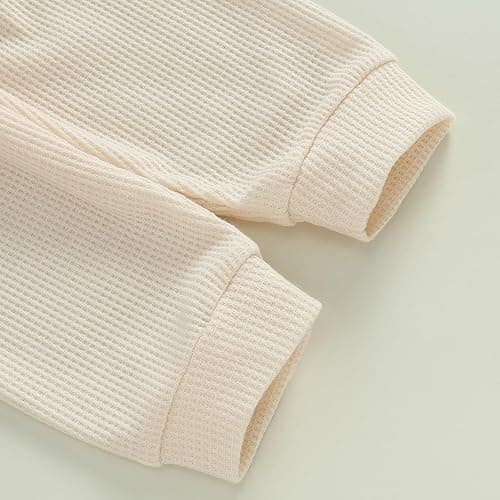 Kupretty Toddler Baby Boy Fall Winter Clothes Embroidery Waffle Knit Sweatshirt Pullover Tops + Casual Pants Outfit Set thumbnail 6