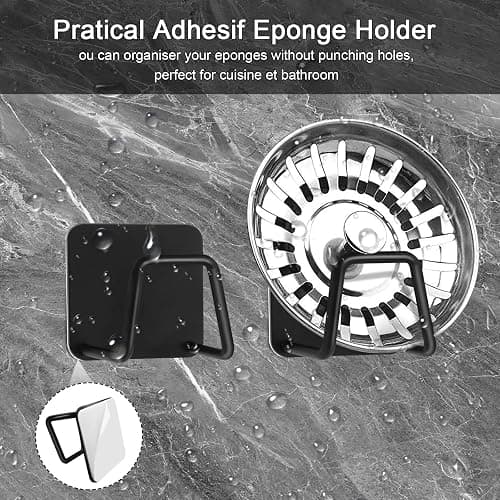 UKOFEW 2 Pièces Porte Eponge Evier Cuisine, Porte Eponge Evier Auto Adhesif, 304 INOX, Support Eponge INOX, Support Eponge pour Le Rangement de Cuisine et Salle de Bain thumbnail 5