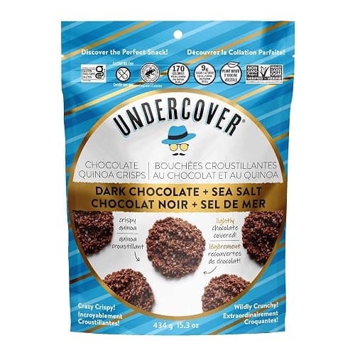 Undercover Chocolate Quinoa Crisps, Crispy Quinoa, Dark Chocolate & Sea Salt - 434 Grams - Image 1