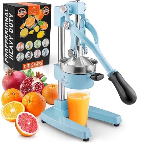 Zulay Kitchen Cast-Iron Orange Juice Squeezer - Heavy-Duty, Easy-to-Clean, Professional Citrus Juicer - Durable Stainless Steel Lemon Squeezer - Sturdy Manual Citrus Press & Orange Squeezer (Blue) - Image 1