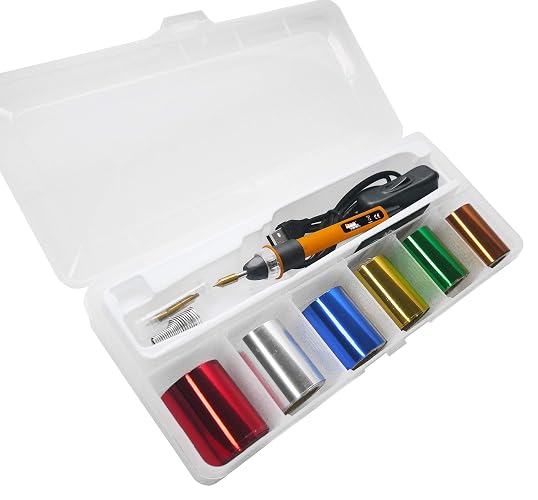 KINGTOOL Hot Foil Embossing Stamping Pen with 6 Rolls Hot Foil Papers, USB Powered (with 4 Nibs) (Yellow) - Image 1