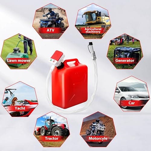 FEEDRON Automatic Fuel Transfer Pump with Auto-Stop, 51'' Extra Long Hose, 3.2 Gallon per Min, Battery or USB Powered, 4 Can Adapters, Fast and Safe Portable Gas Can Pump for Oil, Diesel,Gasoline. thumbnail 8