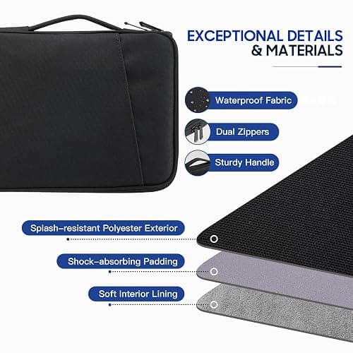 TiMOVO 9-11" Tablet Sleeve for iPad A16 & Galaxy Tab, Black | Protective Bag with Pockets, Fits iPad 10.9"/10.2" Air 11" 5th/4th Gen, Galaxy Tab A9+/A11+ 11" thumbnail 5