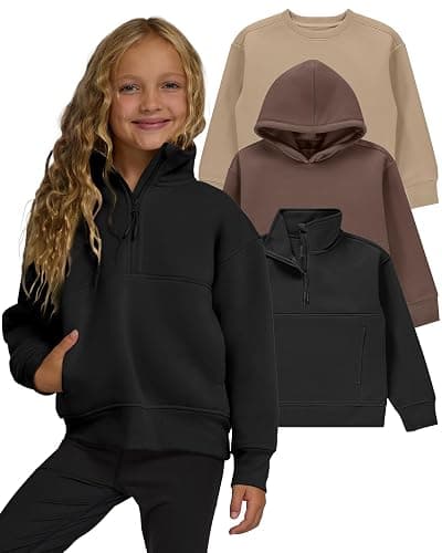 PURE CHAMP Girls Sweatshirt 3 Pack Hoodie for Teen Girls Crewneck Sweatshirt Quarter Zip hoodies Fleece Sizes 4–16 Clothing - Image 1