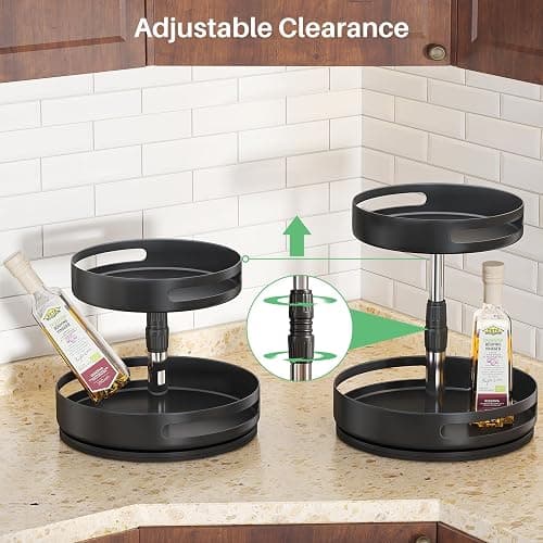 Lazy Susan Organizer Spice Rack - 2 Tier Height Adjustable Spice Organization for Cabinet, Metal Seasoning Organizer Lazy Turntable Spice Organizer for Table Top Pantry Kitchen Storage (10 inch) thumbnail 4