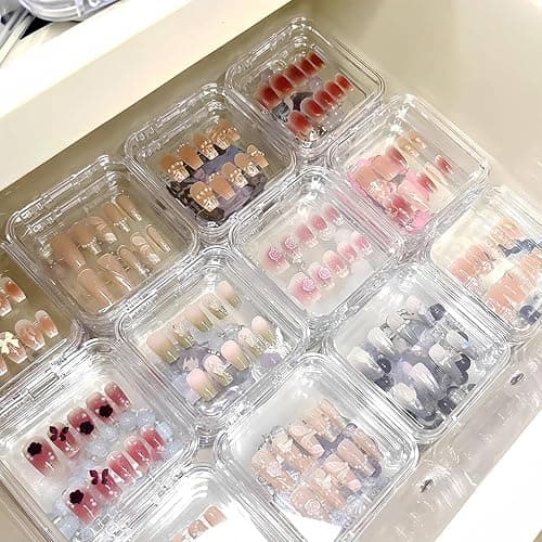 24pcs Press on Nail Storage Box with 10M Adhesive Double Sided Tape Acrylic Nail Display Box Artificial False Nail Box Organizer Fake Nail Case Transparent Nail Packaging Boxes for Nail Salon thumbnail 2