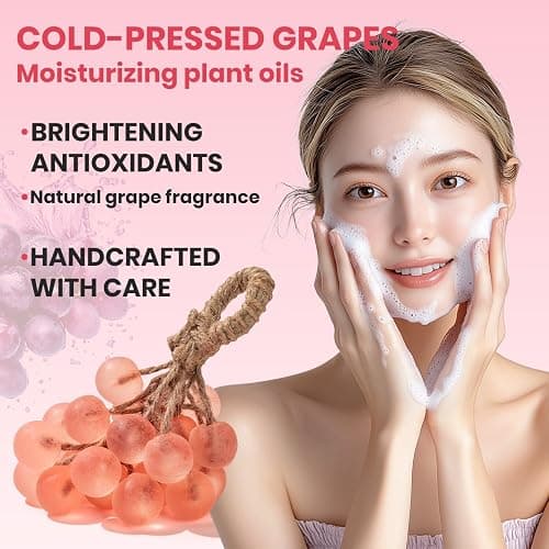 JHZHONG Grape Soap on a Rope, Handmade Grape Cluster Shape Soap Bar, Unique Decorative Bath Soap, Aromatic Hand Wash Gift for Home Decor, Men & Women (1, Pink) thumbnail 2