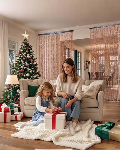 Erfolkerz 52 Strands Beaded Curtain for Doorways -35.4"x79"- Handmade Natural Beaded Curtains，Boho Doorway Wood and Bamboo Bead Curtain-As Insect Screen/Room Divider-Brown thumbnail 4