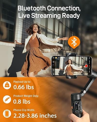 hohem iSteady X3 SE Gimbal Stabilizer for iPhone, Phone Stabilizer with Detachable Remote Control, Portable Foldable 3-Axis Phone Gimbal for Android & iPhone 16 15 Pro Max, Ideal for Travel Vlogging thumbnail 6