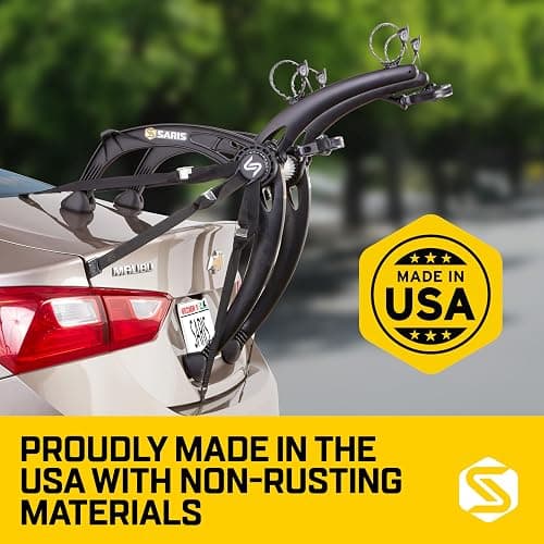 Saris Bones EX 2-Bike Trunk Rack Bicycle Carrier, Durable, Rust-Free, Anti-Sway Straps, Made in USA, Arc-Based Design, 100% Recyclable Materials thumbnail 6