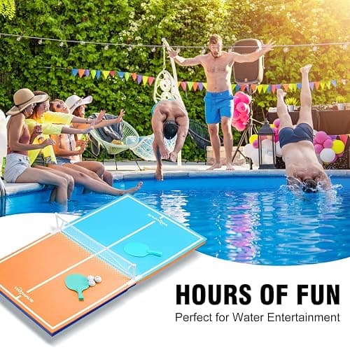 WOOWAVE Floating Ping Pong Table for Pool Party, Pool Ping Pong Table Floating for Swimming Pool Game, Floating Table Tennis Game for Summer Outdoor Fun Including Floating Table, Paddles, Balls, Net thumbnail 6