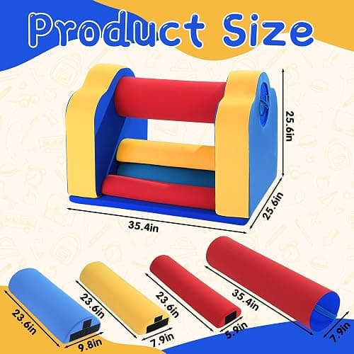 BALAPET High-Density Foam Tumble Play Rollers for Kids, Squeeze Machine Sensory & Gross Motor Play Set, Durable Indoor Foam Climber for Home, School thumbnail 3