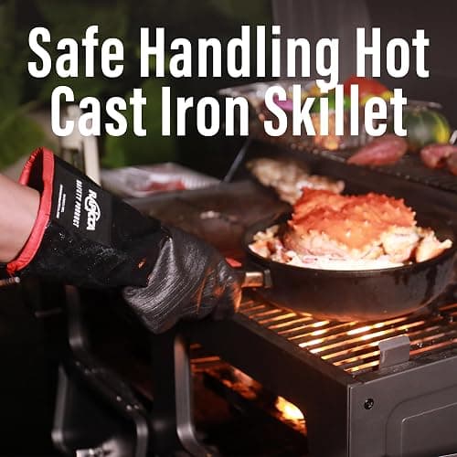 RAPICCA 932°F Heat Resistant BBQ Grill Gloves: Oil Resistant Waterproof for Smoking Grilling Cooking Barbecue Deep Frying Turkey Rotisserie Handling Hot Greasy Meat Grilling Stocking Stuffers for Men thumbnail 3