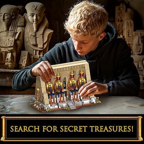 SpblastB Temple Building Set for Adults, Egyptian Architecture Building Blocks with Hidden Mechanisms, Famous Landmark Collection Home Décor Model Building Kit, 2666Pcs thumbnail 6