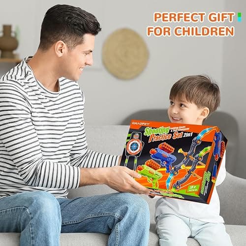 GMAOPHY Bow and Arrow for 5 6 7 8 9 10 11+ Year Old Boys, Birthday Gift for Kids, Indoor Outdoor Activity Toys, 2 Pack LED Light Up Archery Toy with 20 Suction Cup Arrows, Standing Target - Green thumbnail 5