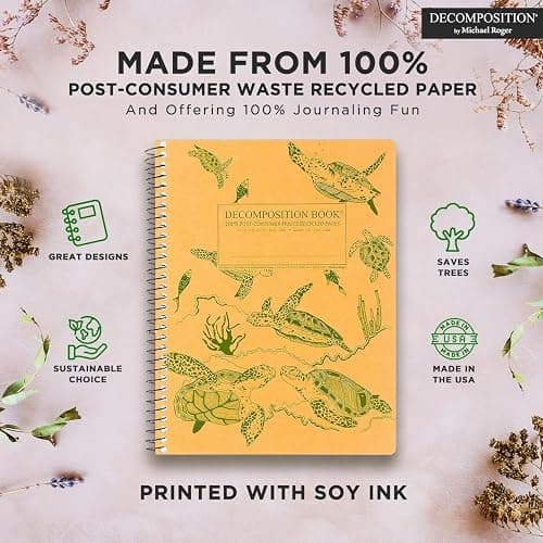 Decomposition Sea Turtles College Ruled Spiral Notebook - 9.75 x 7.5 Journal with 160 Lined Pages - 100% Recycled Paper - Cute Notebooks for School Supplies, Home & Office - Made in USA thumbnail 4